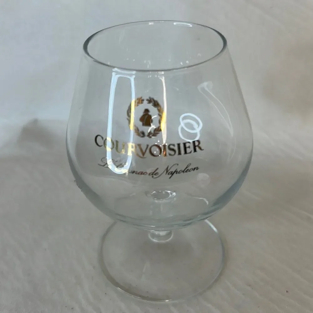 Courvoisier Snifter Glass Le Cognac De Napoleon Gold Letters 8 Oz 4 1/2 In Tall